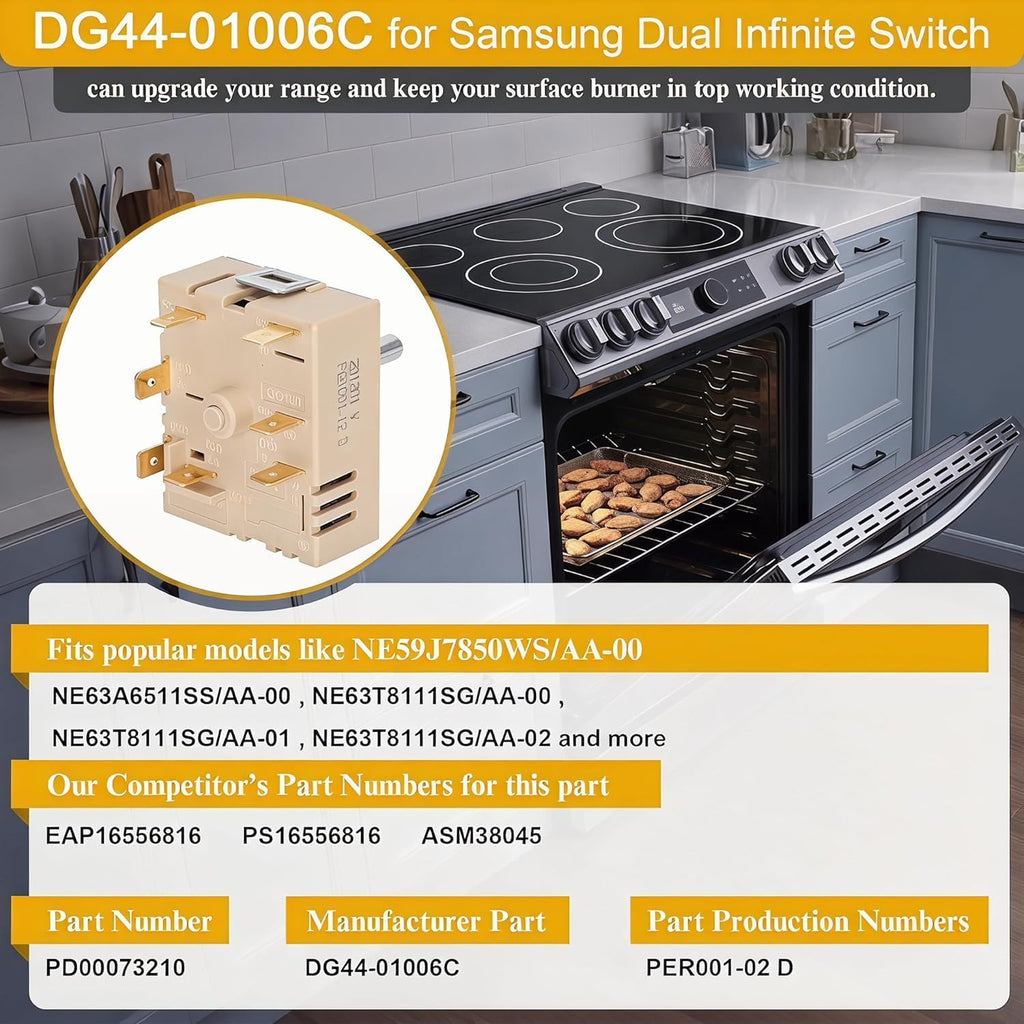 DG44-01006C Siftary Surface Infinite Switch Compatible with Samsung Range Surface Element Control, Infinite Switch Replaces for Samsung PER001-12D, for Stove Replacement Parts