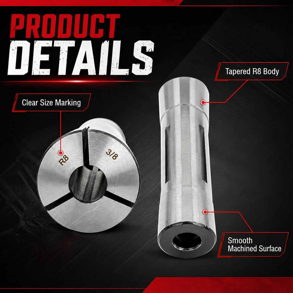 Nakkaa 13Pcs R8 Collet Set 1/8" to 7/8" Compatible with Milling Machines