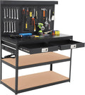 48" Heavy Duty Steel Garage Workbench with Pegboard & Storage, 2 Storage Shelves & 2 Drawers, 1000 LBS Load Capacity