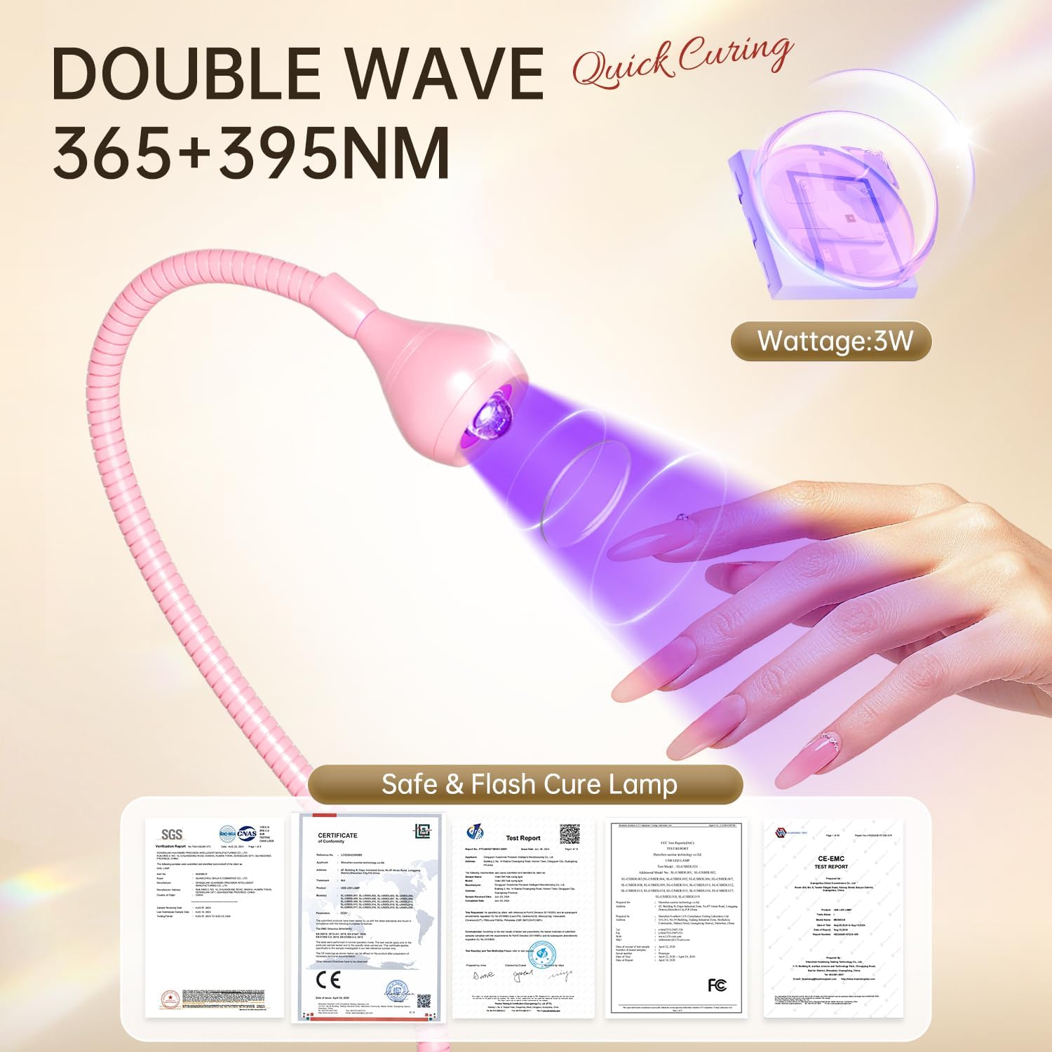 LED Nail Lamps Flexible Gooseneck Lamp Gel Polish Curing Light Pink | Quicky Dry Nail Manicure Dryer Plug Play