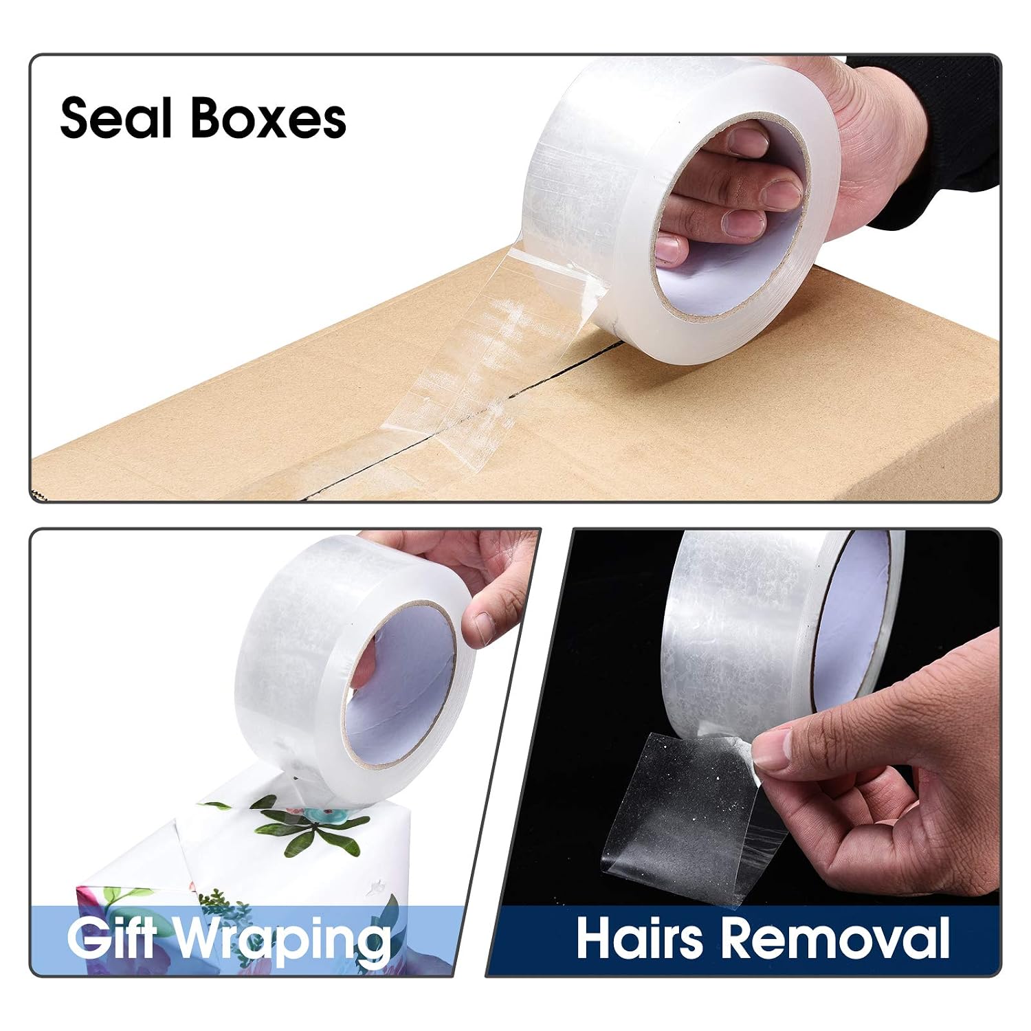 Clear Packing Tape, Heavy Duty Packaging Carton Tape for Shipping Packaing Moving Sealing, 2 Inch Wide, 2.7mil