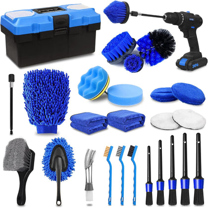 27Pcs Car Detailing Kit, Car Cleaning Kit, Car Detailing Brush Set, Drill Brush Set, Car Detailing Brushes, Car Wash