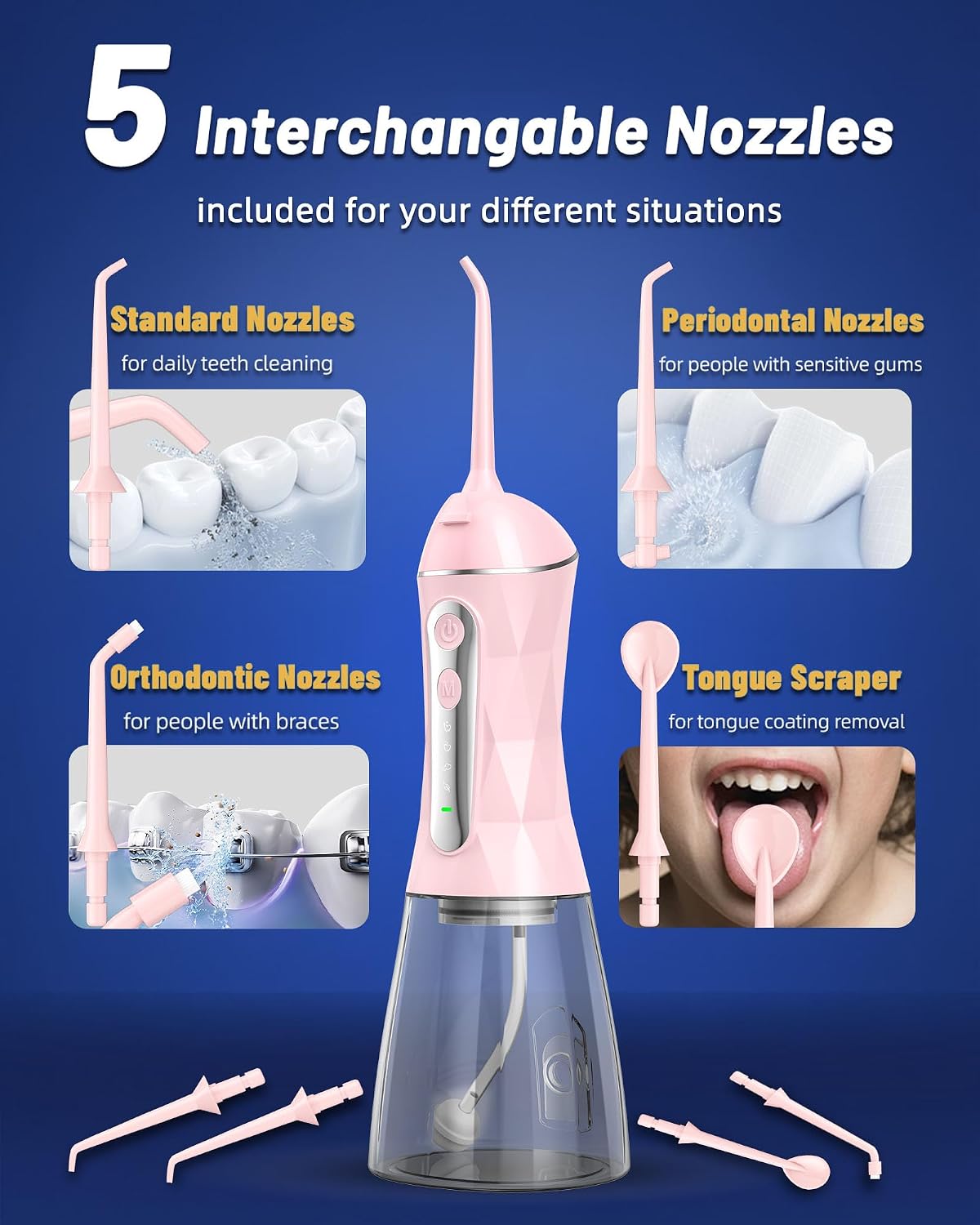 Water Flosser and Electric Toothbrush Combo,2-1 Oral Clean Kit, 5-Speed Sonic Electric Toothbrush & 4-Speed Portable