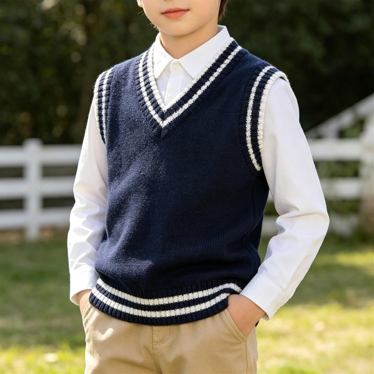 Sweaters for Girls Boys Cotton Pullover Gilet Jacket Sleeveless School Uniform Sweater Vest Kids Back to School