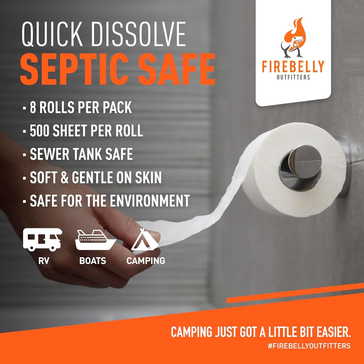 RV Toilet Paper, Camper, Marine, Septic Tank Safe 2Ply