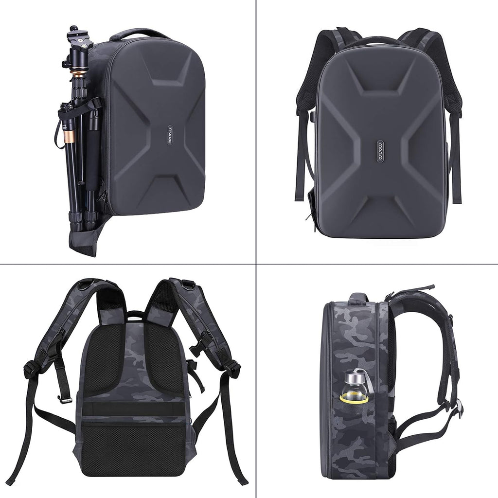 Camera Backpack, DSLR/SLR/Mirrorless Photography Camera Bag, Gray | Camouflage Waterproof Hardshell Case with Tripod