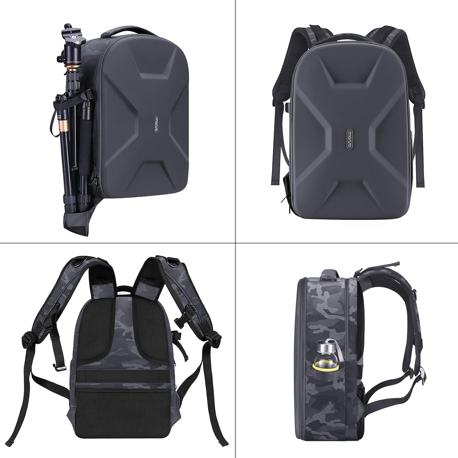 Camera Backpack, DSLR/SLR/Mirrorless Photography Camera Bag, Gray | Camouflage Waterproof Hardshell Case with Tripod