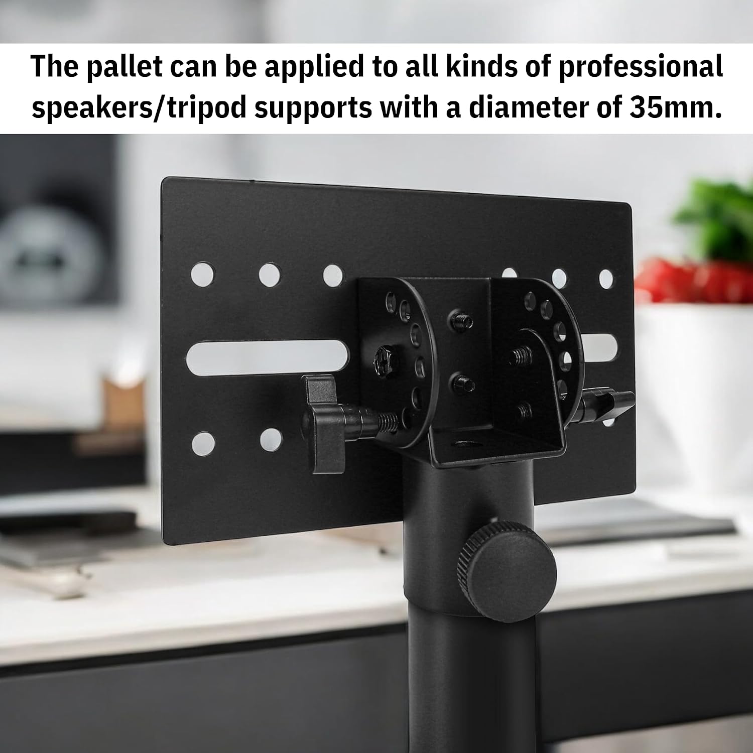 Rotatable 35mm Speaker Stand Adapter, Adjustable Metal Mount Bracket Tripod Pole DJ Top Cap, Heavy-Duty D-G Speaker
