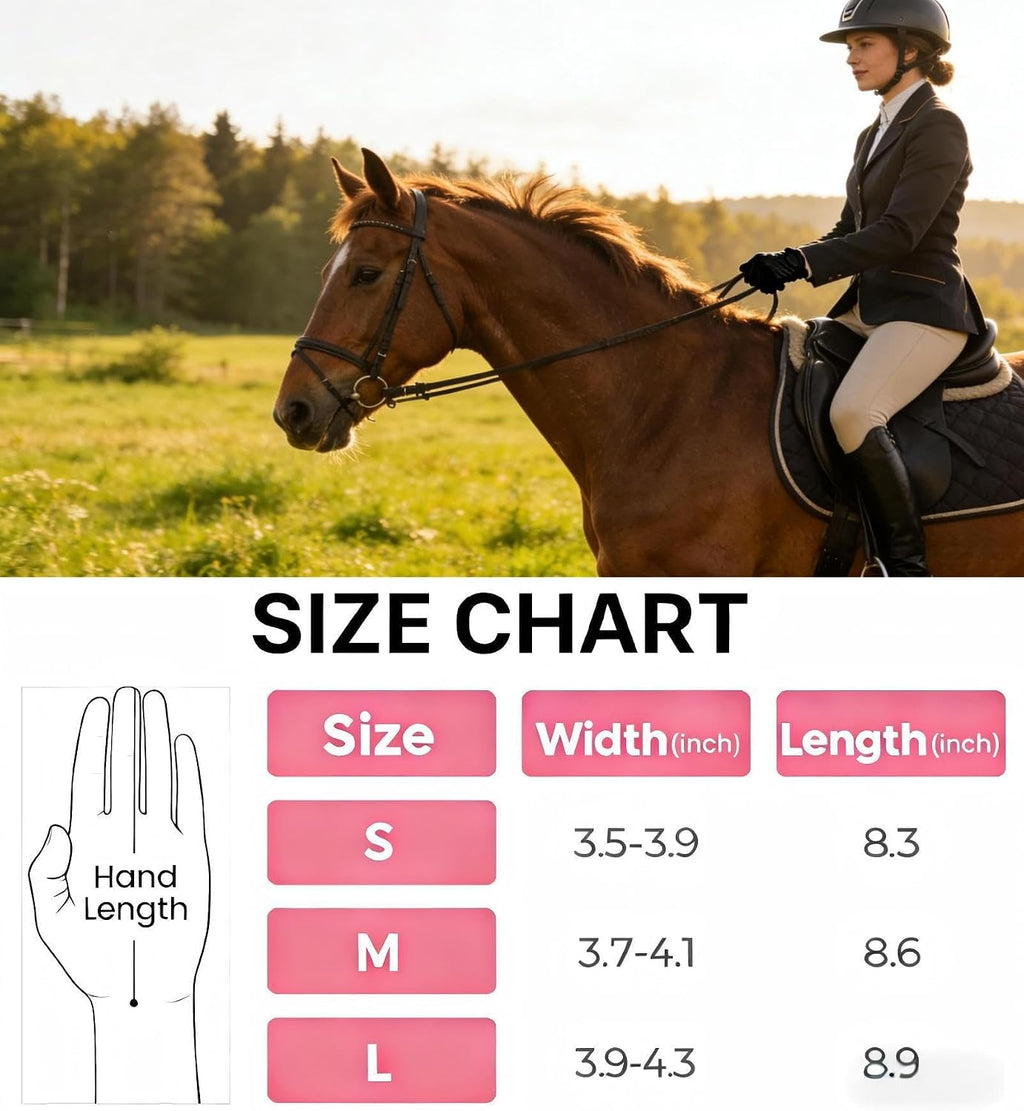 Horse Riding Gloves Equestrian for Women, Mesh Breathable