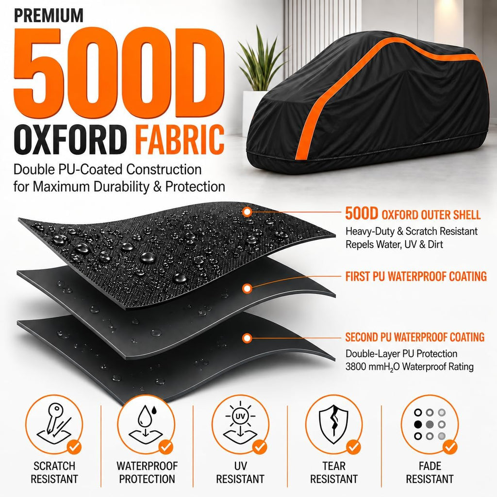 360° Fully Enclosed Motorcycle Cover,All-Season Waterproof Sun-Proof Outdoors Fits Motorcycles,Compatible with Harley