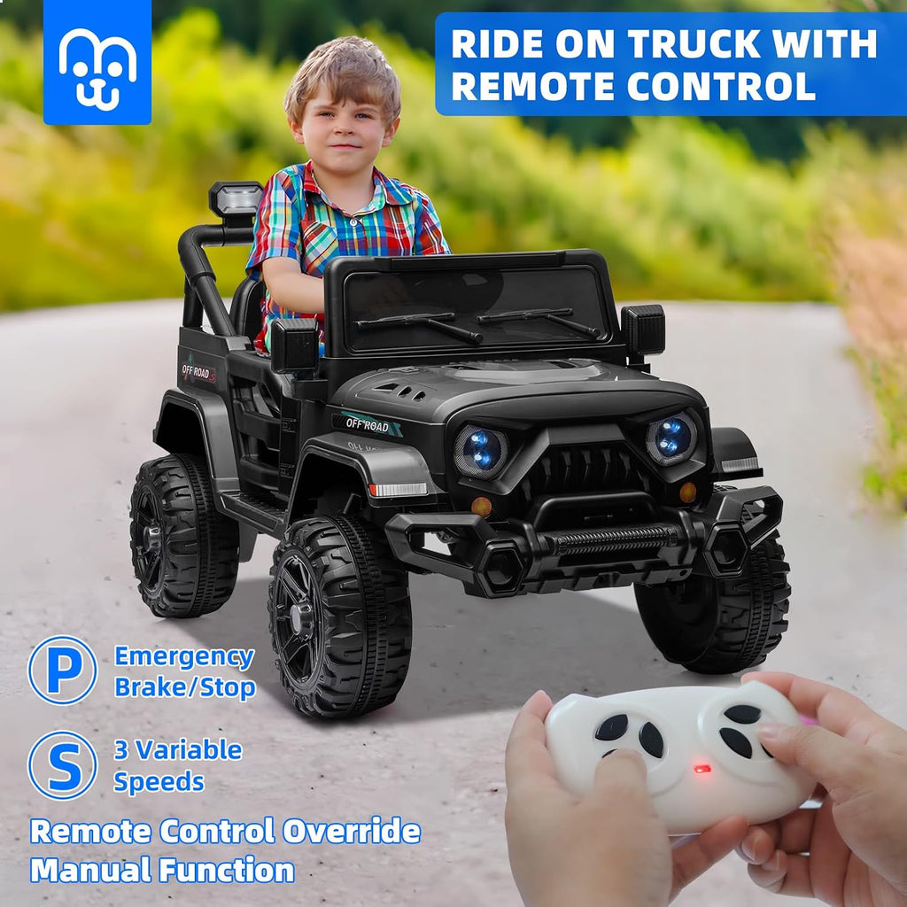 24V Kids Electric Ride on Truck Car with Remote Control, Twin 55W Motors 4MPH Max Speed, Bluetooth Music Player, 4