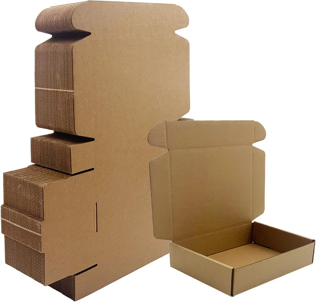 5x5x1.5 inch Small Shipping Boxes 50 Pack, Brown Kraft Corrugated Cardboard