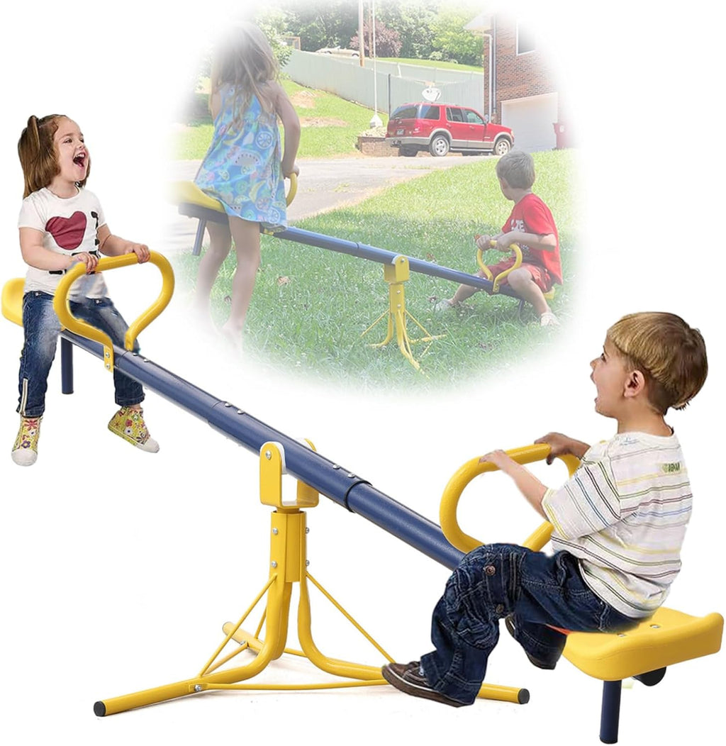 Seesaw for Kids Outdoor, Heavy Duty 250LB 360° Rotating Seesaw Outdoor Teeter Totter with Sit and Spin Design for