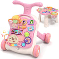 3 in 1 Baby Walker and Activity Center for Girl 12-18 Months, Pink | Baby Push Walker, Sit to Stand Learning to Walk
