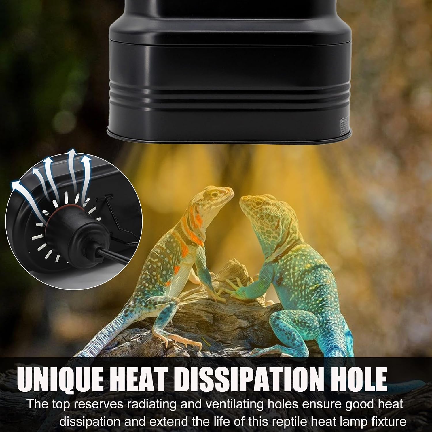 Dual Reptile Lamp Fixture with Independent Switches, UVB & Basking Bulb Holder for Glass Terrarium Habitat - Reptile