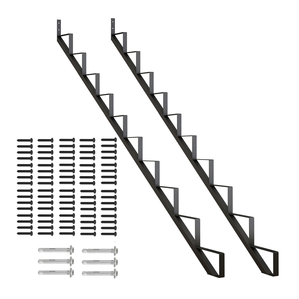 Stair Stringer 10 Step for 81in Deck Height,2 Pcs,Black