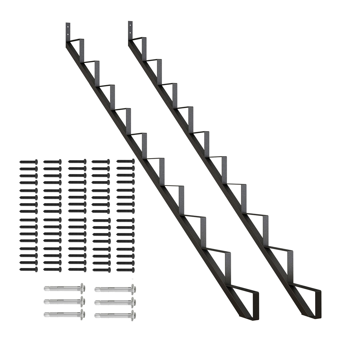 Stair Stringer 10 Step for 81in Deck Height,2 Pcs,Black