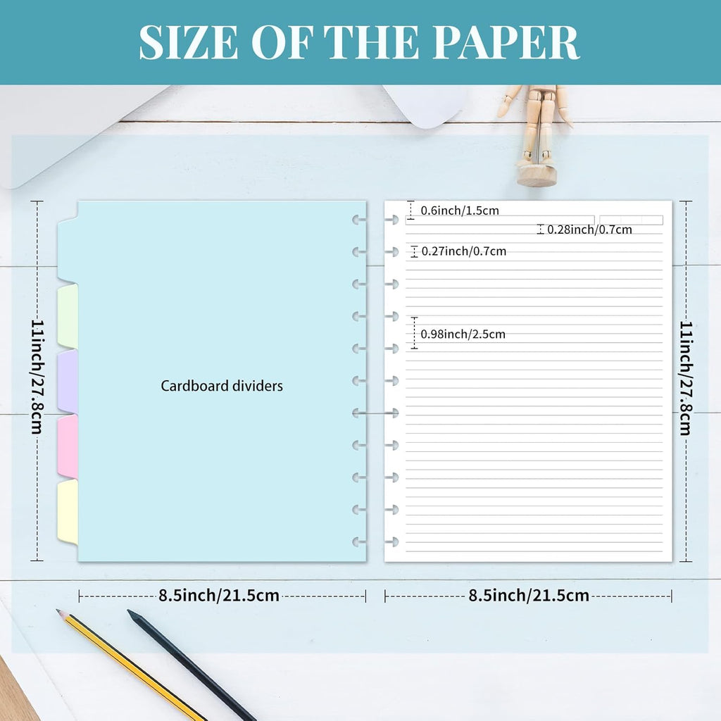 Discbound Refill Paper, Disc Paper Refill for Note-Taking System Discbound Planner Inserts with 240 Pages, 5 Sheets