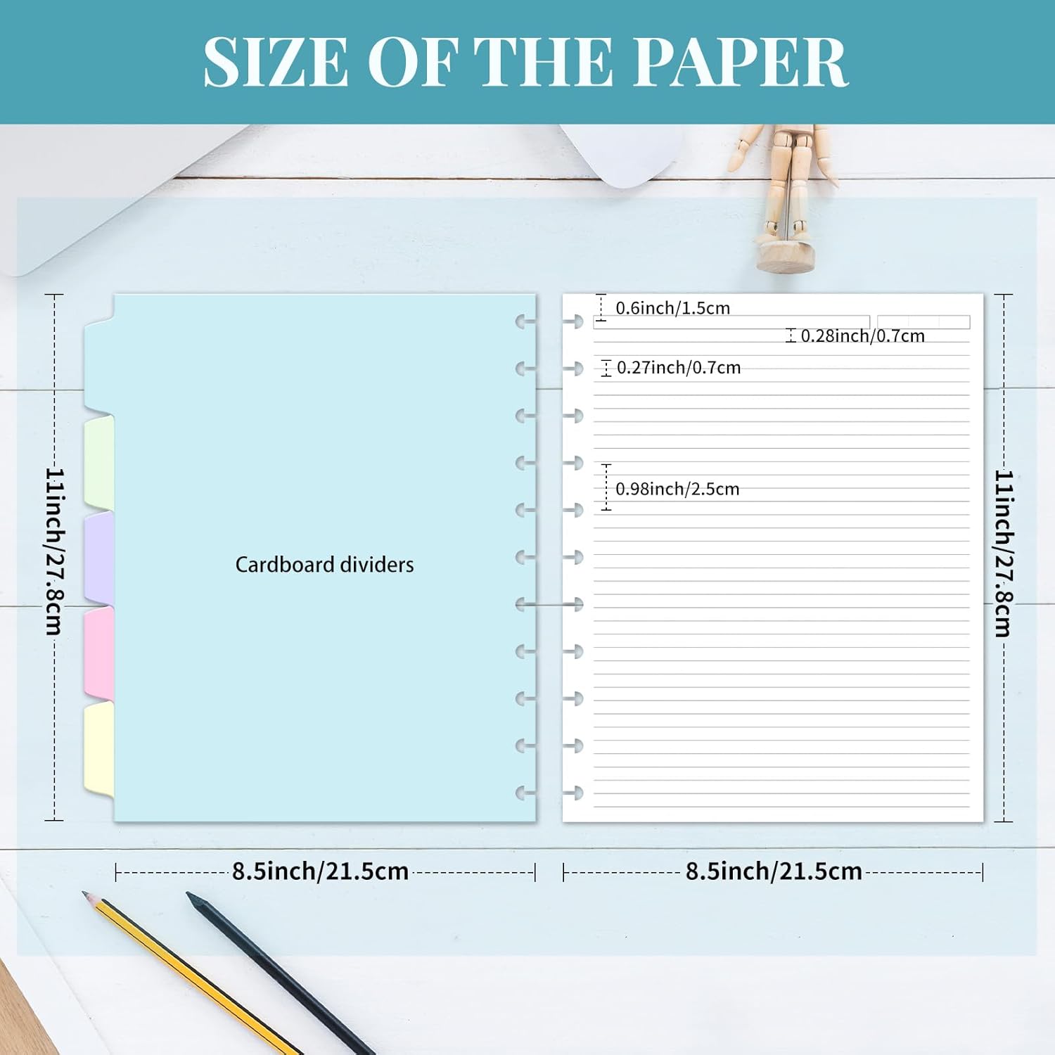 Discbound Refill Paper, Disc Paper Refill for Note-Taking System Discbound Planner Inserts with 240 Pages, 5 Sheets