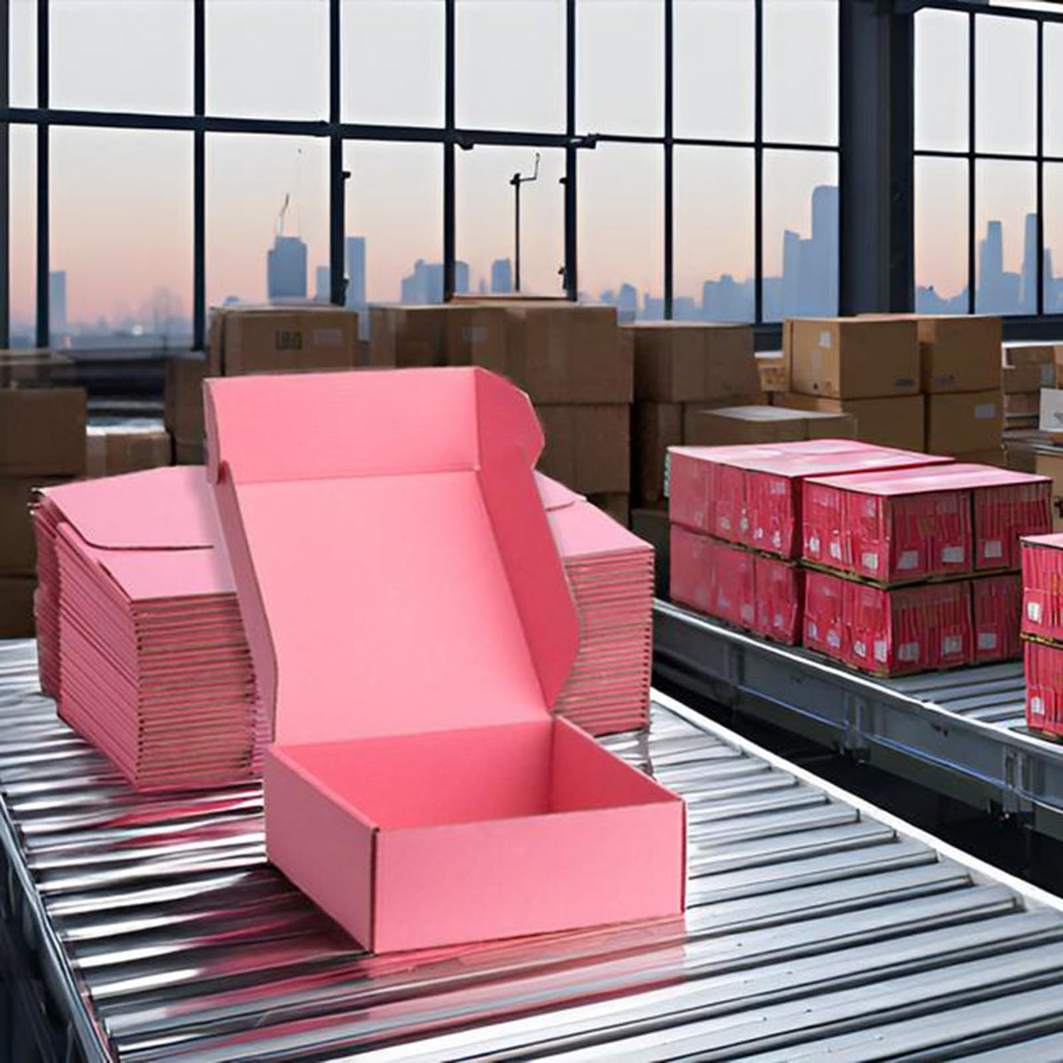 Pink Shipping Boxes 10x10x3 Inches, 20 Pack
