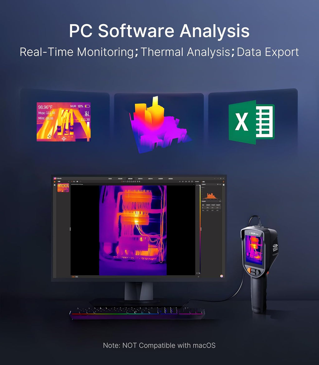 EX10 2.8" Thermal Camera, 320×240 Super Resolution, -4°F~1022°F