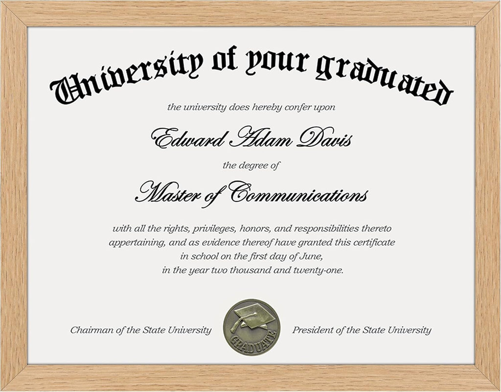 Certificate Frame, 8.5 by 11 Diploma Frames, 1 Pack, Natural | Clear Plexiglass, 8.5x11 Document Degree Frames for