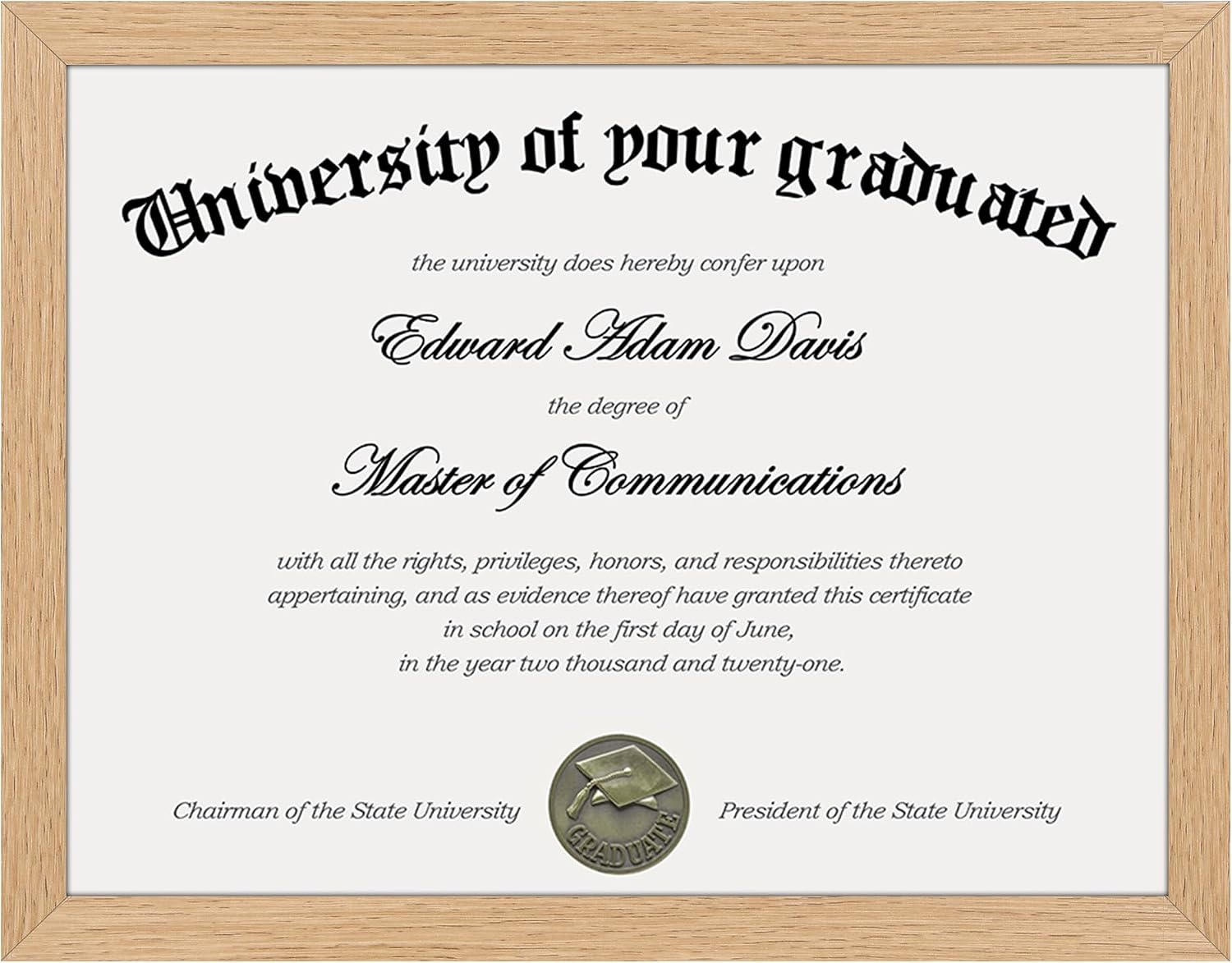 Certificate Frame, 8.5 by 11 Diploma Frames, 1 Pack, Natural | Clear Plexiglass, 8.5x11 Document Degree Frames for
