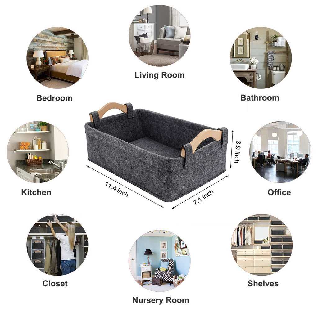 Small Storage Basket Soft Felt Collapsible Baskets Storage Bins for Cellphone Earphone Chargers Cables Make Up Shelf
