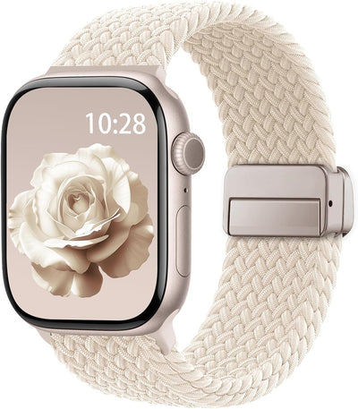 Braided Stretchy Magnetic Band Compatible with Apple Watch Bands Women Men | Soft Nylon Solo Loop 38mm 40mm 41mm 42mm