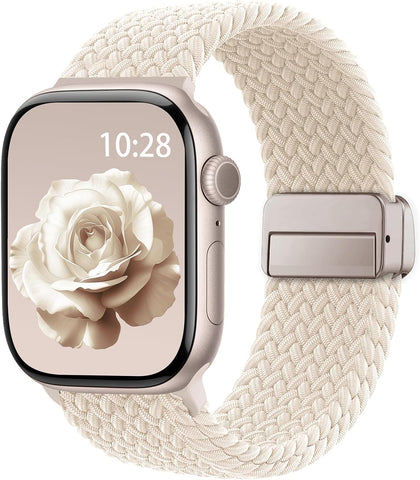 Braided Stretchy Magnetic Band Compatible with Apple Watch Bands Women Men | Soft Nylon Solo Loop 38mm 40mm 41mm 42mm
