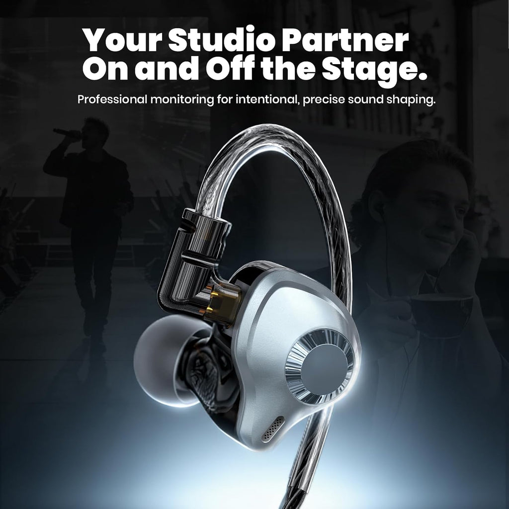 in Ear Monitor Headphones, HiFi IEM Wired Earbuds, Deep Bass Sound Isolating Earphones with USB C to 3.5mm Adapter