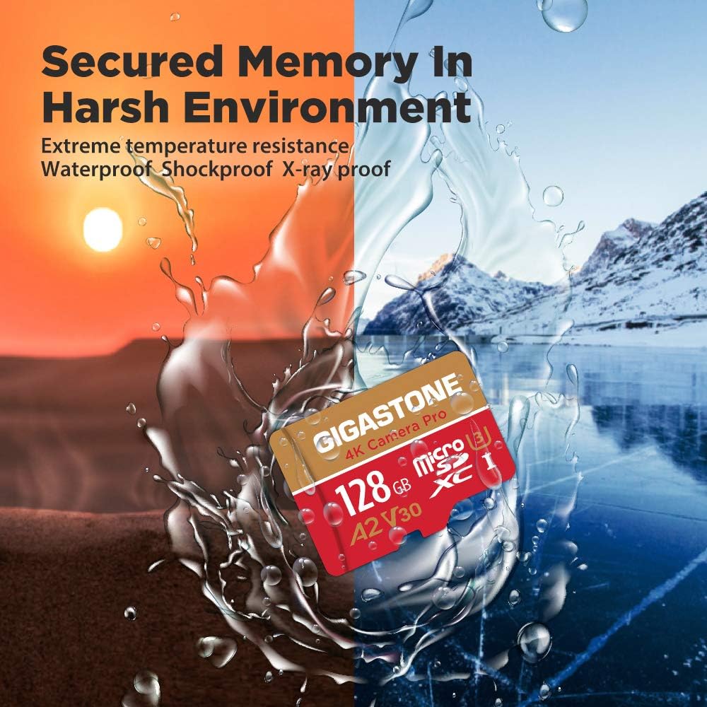 【5-Years Data Recovery】GIGASTONE Memory Card 128GB 2 Pack 4K Pro Camera, Compatible with GoPro Switch, Speed 100MB/s.