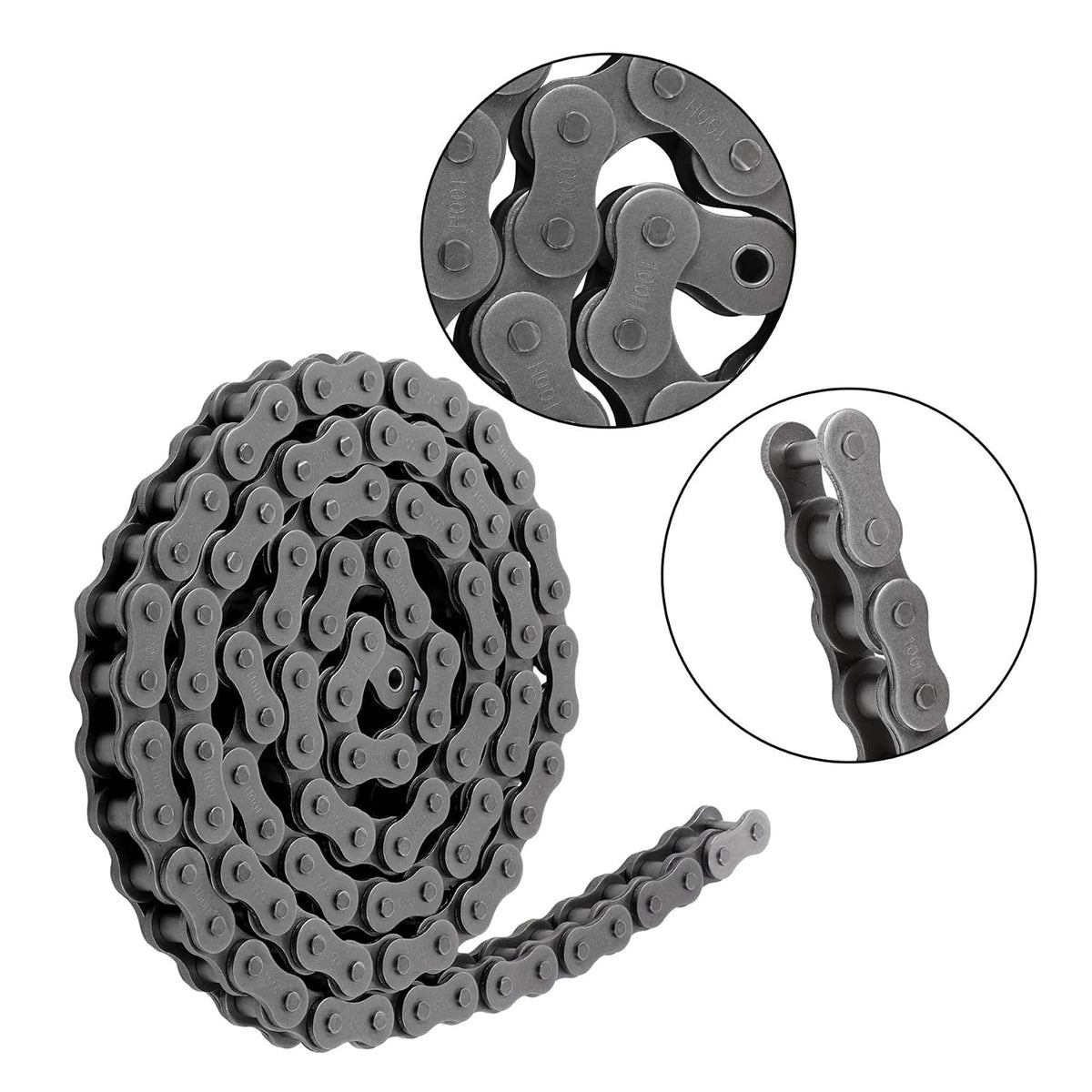 100H Heavy Duty Roller Chain 10 Feet with Connectors Carbon Steel Chain