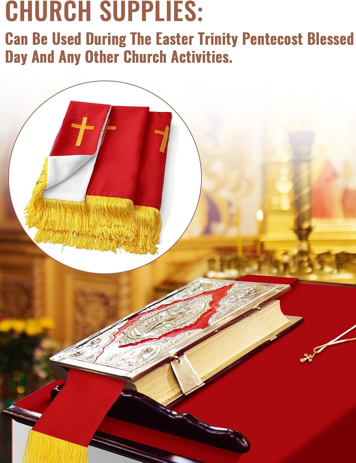 3 Set Parament Table Runner Altar Cloth Red and White
