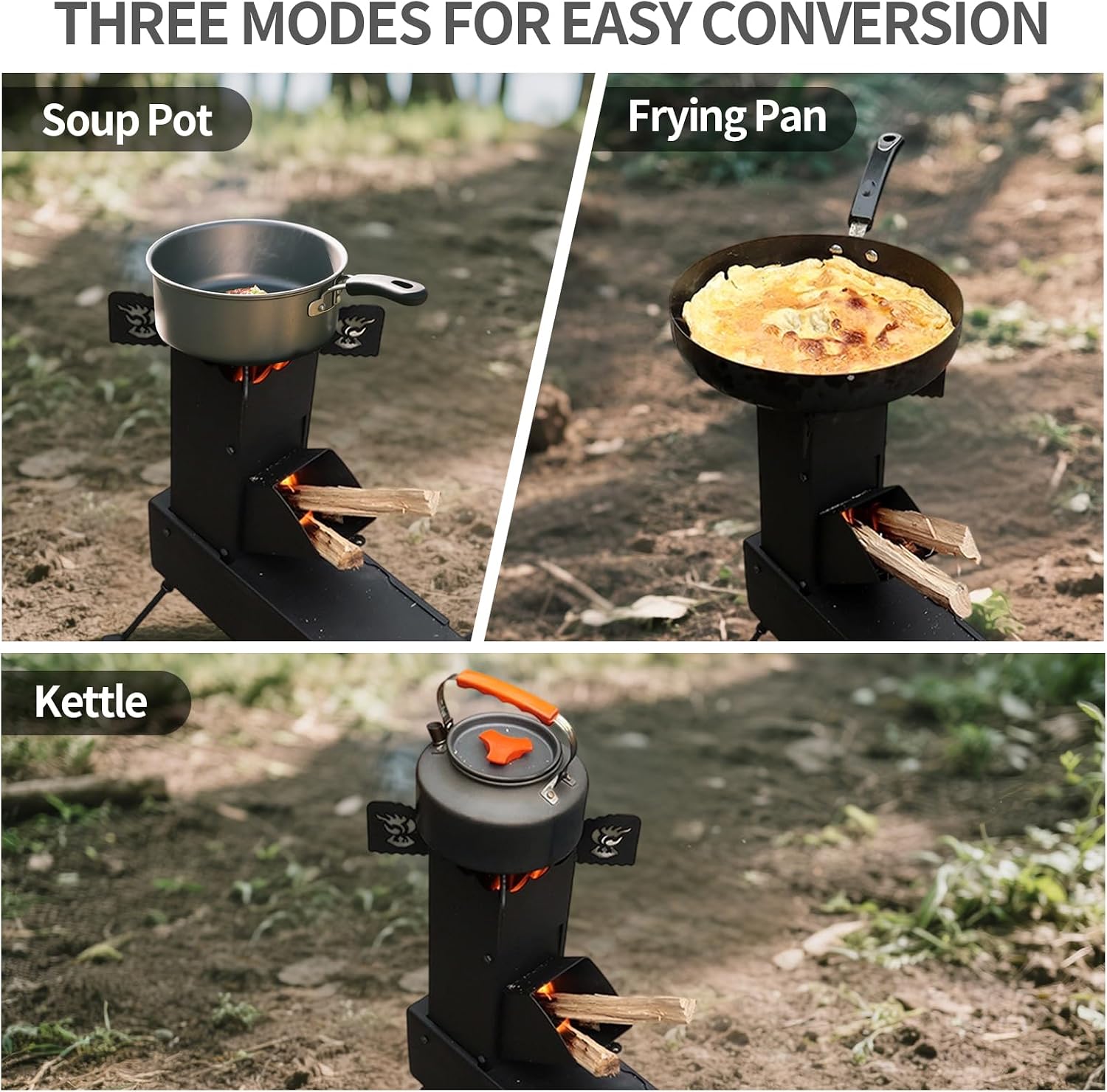 Rocket Stove Portable Folding Wood Burning Camping Stove for Outdoor Cooking, Picnic, BBQ, Hunting, Fishing, Cast