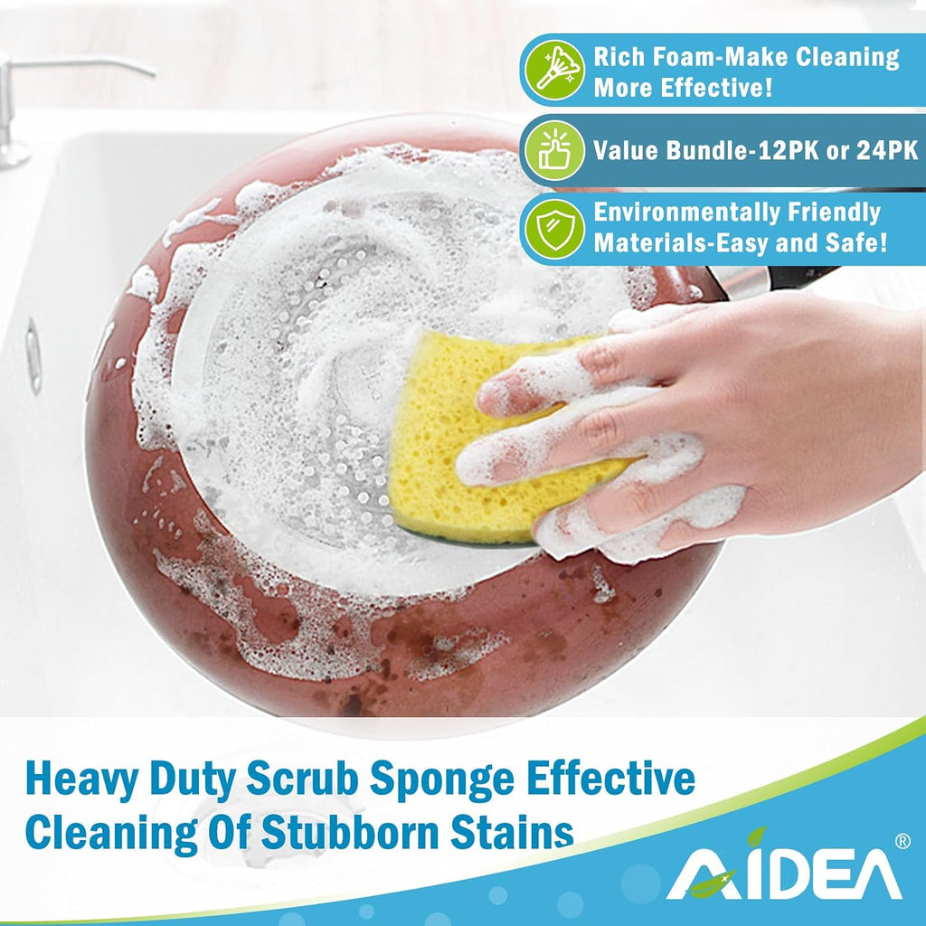 Sponges Kitchen, Heavy Duty Scrub Sponge-24Count, Sponges for Dishes
