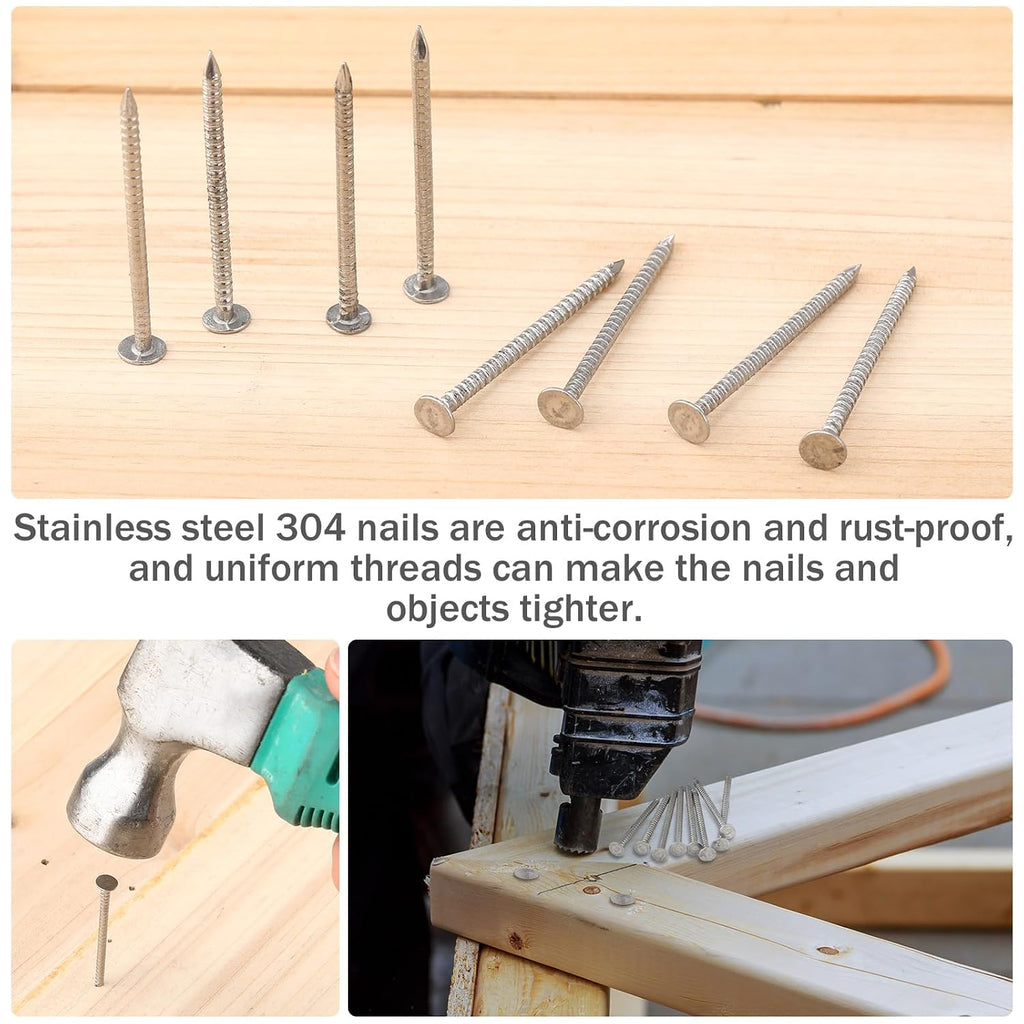 1-1/2 Inch 2 Pounds Roofing Nails 304 Stainless Steel Roofing Felt Nails Flat Head Hardware for Shingles, Cedar Wood