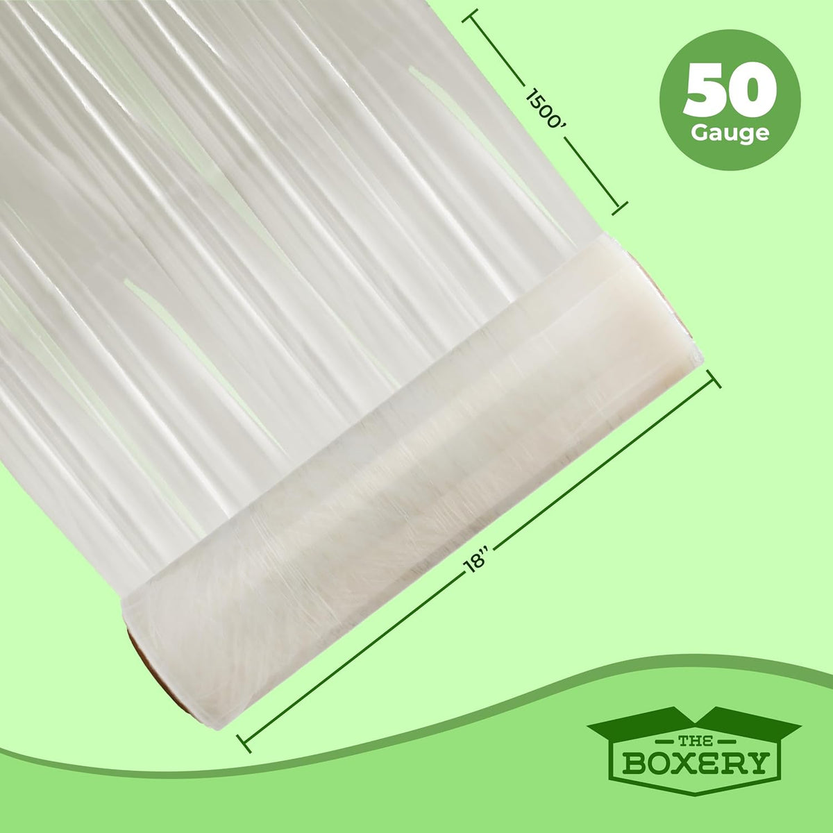 18" x 1500' Stretch Wrap – 50 Gauge Clear Blown Film – 2 Rolls (3000ft Total) – Strong & Lightweight Pallet Wrap for