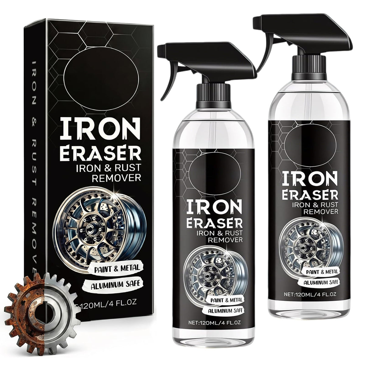 2PCS Rust Remover Spray Iron Eraser Rust Remover for Car Wheels