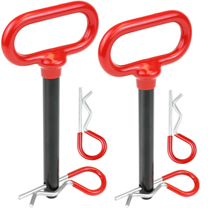 1/2 Hitch Pin for Trailers & Tractors, 2PC Clevis Pin, Red