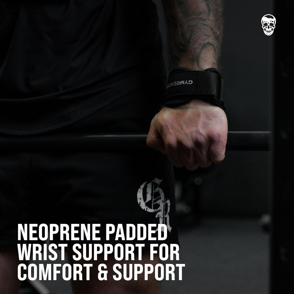 Weight Lifting Grips (Pair) for Heavy Powerlifting, Deadlifts, Rows, Pull Ups, with Neoprene Padded Wrist Wraps