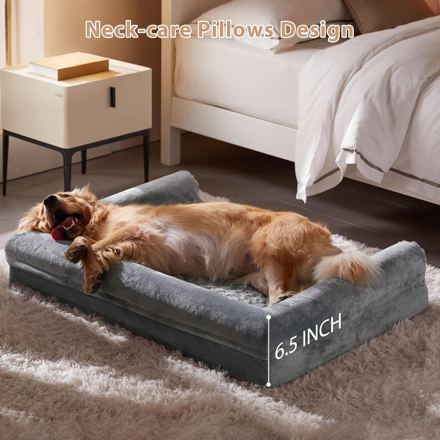 Orthopedic Washable Dog Beds Large Sized Senior Dog for Comfy Sleeping with Removable Cover, Waterproof Big Soft Pet