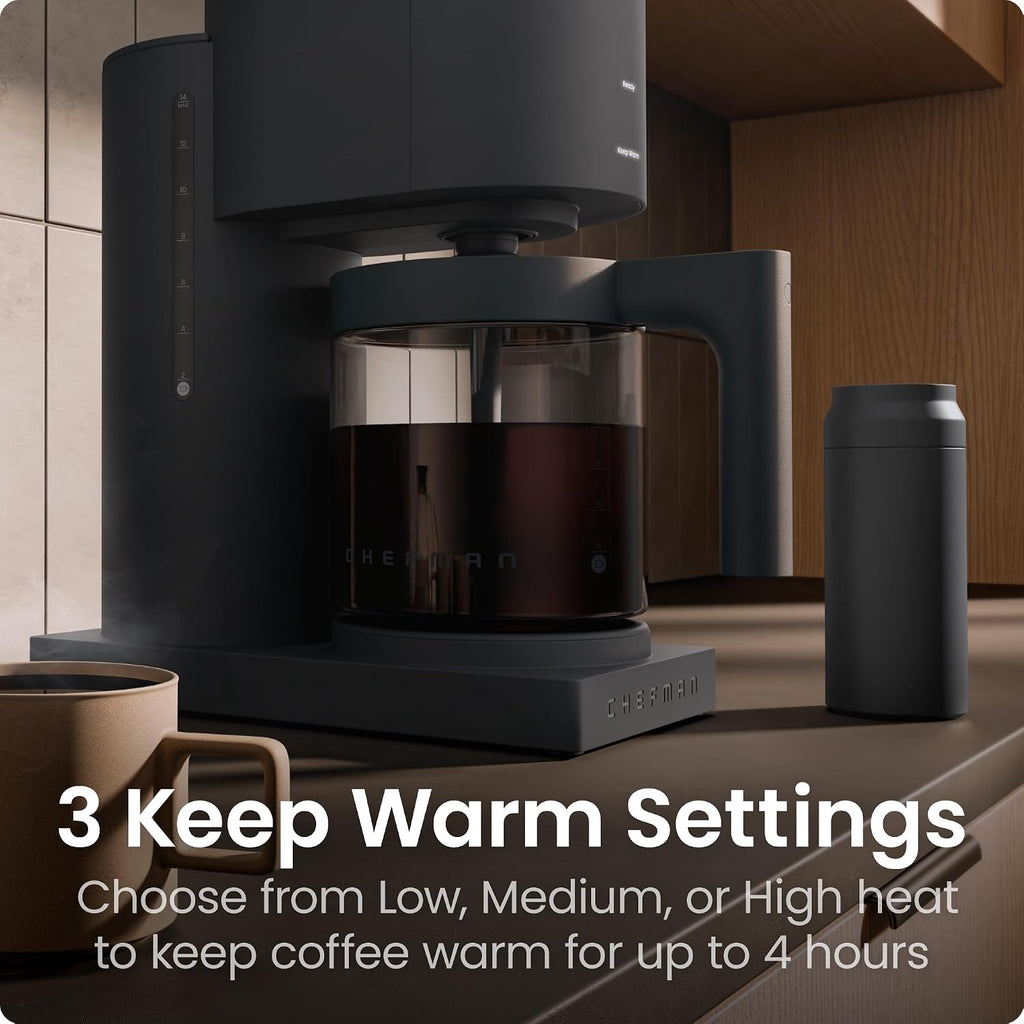 Caffeinator Programmable Drip Coffee Maker, 14-Cup Glass Carafe with 1-4 Cup Brewing, Classic & Bold Settings
