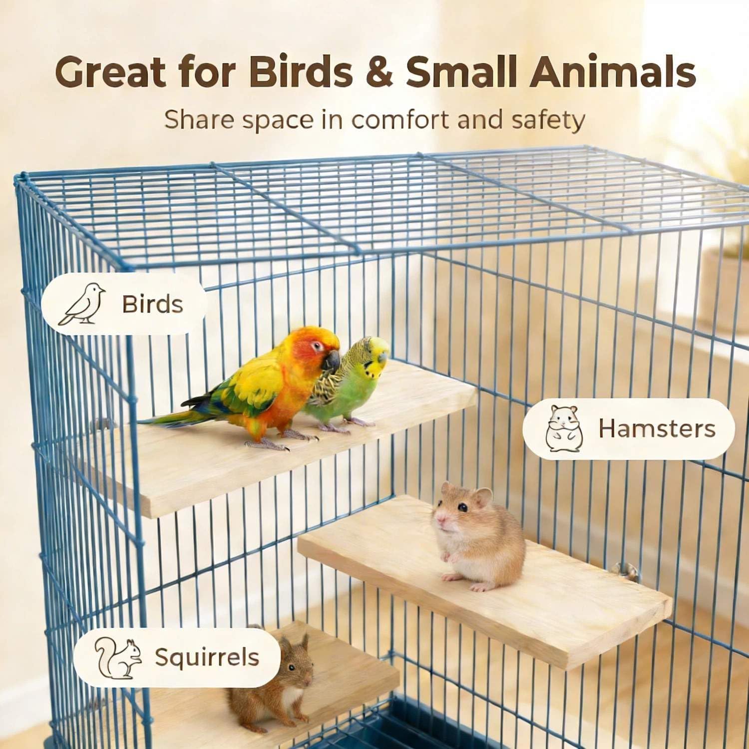 Bird Perch, 3 Pack Bird Playground Woodern Hamster Platform, Cage Accessories for Chinchilla, Parrot, Ferret, Rat