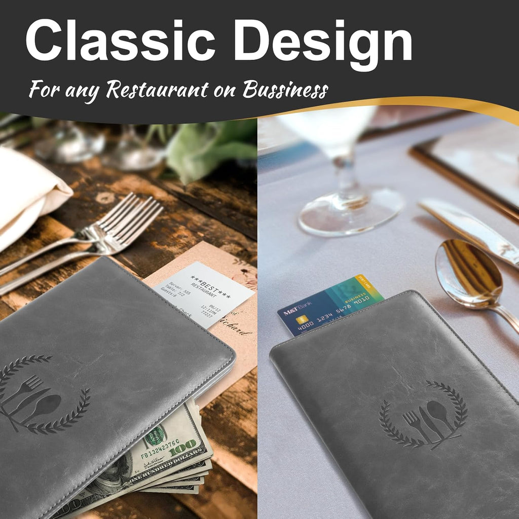 Restaurant Check Presenters - Customer Check Holder for Restaurants, Restaurant Bill Holder, Gray - 20 Pack
