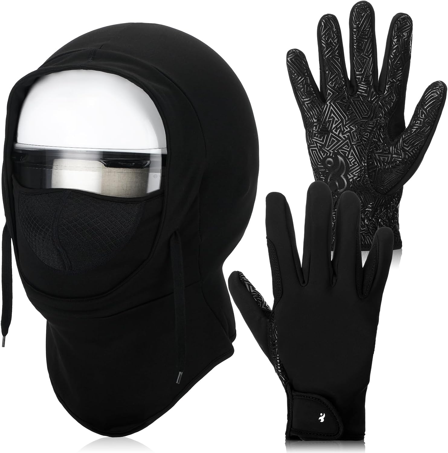 2 Pcs Equestrian Set Horse Riding Helmet Cover Touchscreen Gloves