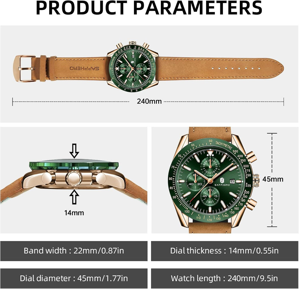 Watch for Men Analog Quartz Chronograph Waterproof Luminous Designer Mens Wrist Watches Business Work Sport Casual