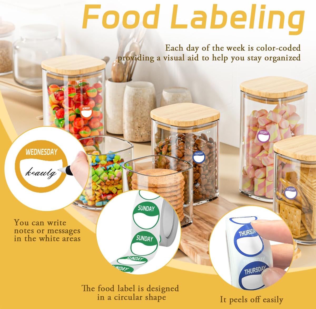 Day Dots Food Labels,14 Rolls, 7000 Pieces (7000)