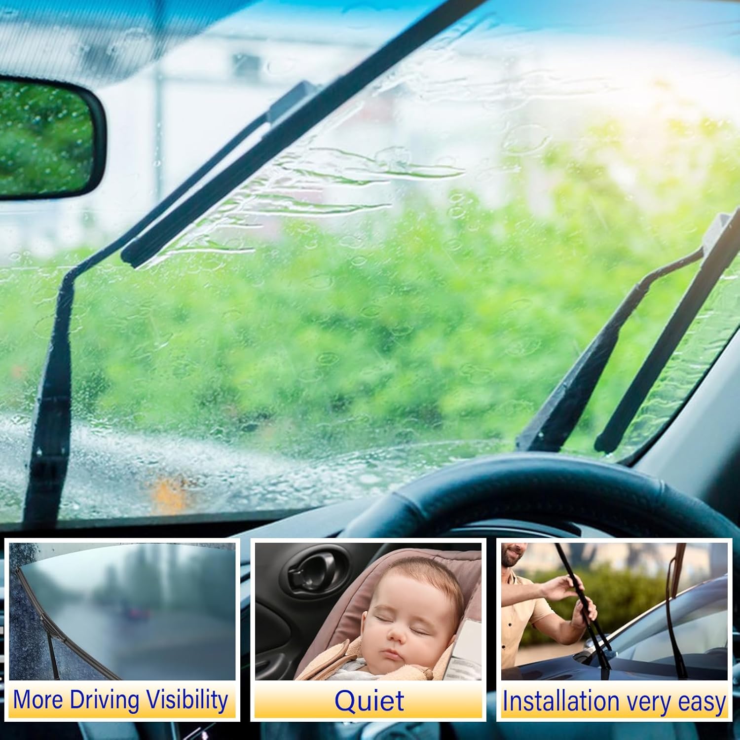3 wipers Replacement for 2012-2019 Fiat 500, Windshield Wiper Blades Original Equipment Replacement - 24"/14"/12"