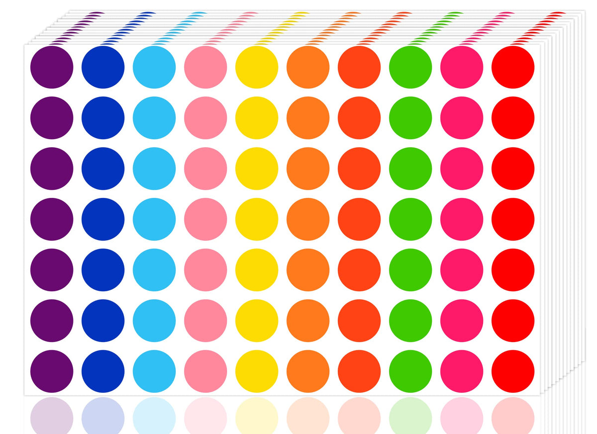 7000 Piece Dot Stickers - 3/4 inch Color Coding Circle Labels, 10 Color Circle Stickers for Office, Classroom, Students